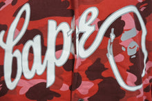 画像をギャラリービューアに読み込む, ABATHINGAPE アベイシングエイプ ファレル カモ スウェット スタジャン JAPAN製 コットン レッド ホワイト サイズL 美品 中古 4c070315