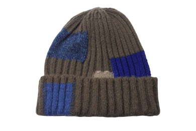 新品未使用 KAPITAL キャピタル ビーニー ニット帽 ツギハギ ニット 帽子 ブラウン ブルー EK1510XH 中古 4c070336