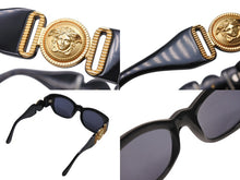 画像をギャラリービューアに読み込む, GIANNI VERSACE ジャンニヴェルサーチ メデューサ サングラス メガネ 413/A イタリア製 ブラック ゴールド金具 美品 中古 4c070419