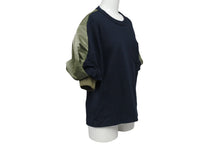 画像をギャラリービューアに読み込む, Sacai サカイ 22SS ナイロン ツイル 半袖Ｔシャツ ブラック カーキ ドッキング トップス コットン サイズ1 美品 中古 4c070469