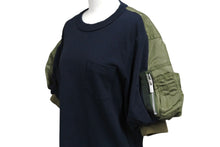 画像をギャラリービューアに読み込む, Sacai サカイ 22SS ナイロン ツイル 半袖Ｔシャツ ブラック カーキ ドッキング トップス コットン サイズ1 美品 中古 4c070469