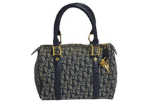 画像をギャラリービューアに読み込む, Christian Dior クリスチャンディオール ハンドバッグ 25cm トロッター柄 ネイビー 中古 良品 4c070494