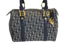 画像をギャラリービューアに読み込む, Christian Dior クリスチャンディオール ハンドバッグ 25cm トロッター柄 ネイビー 中古 良品 4c070494