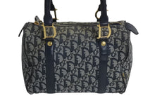 画像をギャラリービューアに読み込む, Christian Dior クリスチャンディオール ハンドバッグ 25cm トロッター柄 ネイビー 中古 良品 4c070494