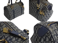 画像をギャラリービューアに読み込む, Christian Dior クリスチャンディオール ハンドバッグ 25cm トロッター柄 ネイビー 中古 良品 4c070494