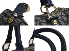 画像をギャラリービューアに読み込む, Christian Dior クリスチャンディオール ハンドバッグ 25cm トロッター柄 ネイビー 中古 良品 4c070494
