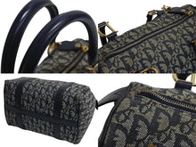 画像をギャラリービューアに読み込む, Christian Dior クリスチャンディオール ハンドバッグ 25cm トロッター柄 ネイビー 中古 良品 4c070494