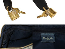 画像をギャラリービューアに読み込む, Christian Dior クリスチャンディオール ハンドバッグ 25cm トロッター柄 ネイビー 中古 良品 4c070494