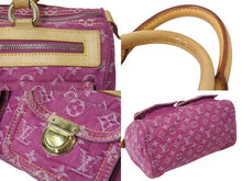 画像をギャラリービューアに読み込む, 極美品 LOUIS VUITTON ルイヴィトン ネオスピーディ ハンドバッグ M95214 モノグラムデニム ゴールド金具 ピンク 中古 4c070526