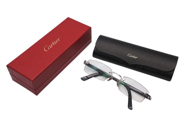 Cartier カルティエ メガネ リムレス フチなし 度入り 4639704 フランス製 プラスチック メタル ブラック □20 美品 中古 4c070613