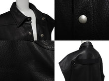 画像をギャラリービューアに読み込む, 新品同様 RickOwens リックオウエンス レザーベスト ジャケット RU21S6776-LC モルドバ製 ブラック シルバー金具 サイズ42 中古 4c070682