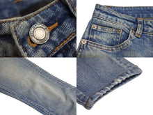 画像をギャラリービューアに読み込む, SAINT LAURENT サンローラン デニム コットン ブルー レザータグ 589797 サイズ25 中古 美品 4c070768