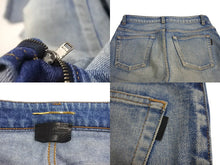 画像をギャラリービューアに読み込む, SAINT LAURENT サンローラン デニム コットン ブルー レザータグ 589797 サイズ25 中古 美品 4c070768