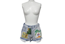 画像をギャラリービューアに読み込む, 新品未使用 LOEWE ロエベ パッチワークデニムショートパンツ S616331X10 ルーマニア製 コットン ブルー マルチカラー 34 中古 4c070772