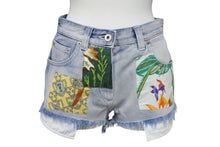 画像をギャラリービューアに読み込む, 新品未使用 LOEWE ロエベ パッチワークデニムショートパンツ S616331X10 ルーマニア製 コットン ブルー マルチカラー 34 中古 4c070772