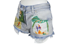 画像をギャラリービューアに読み込む, 新品未使用 LOEWE ロエベ パッチワークデニムショートパンツ S616331X10 ルーマニア製 コットン ブルー マルチカラー 34 中古 4c070772