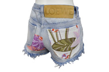 画像をギャラリービューアに読み込む, 新品未使用 LOEWE ロエベ パッチワークデニムショートパンツ S616331X10 ルーマニア製 コットン ブルー マルチカラー 34 中古 4c070772