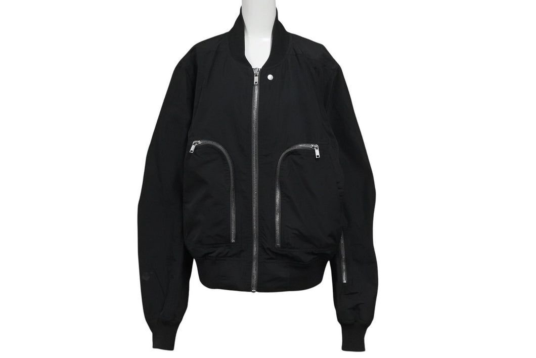 Rick Owens リックオウエンス BAUHAUS FLIGHT JACKET ボンバージャケット ポリエステル ブラック シルバー 42 美品 中古 4c070829