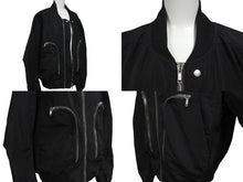 画像をギャラリービューアに読み込む, Rick Owens リックオウエンス BAUHAUS FLIGHT JACKET ボンバージャケット ポリエステル ブラック シルバー 42 美品 中古 4c070829