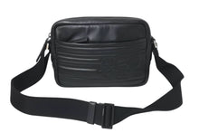 画像をギャラリービューアに読み込む, PRADA プラダ レザー ショルダーバッグ ブラック ブルー ロゴ 鞄 斜め掛け シルバー金具 美品 中古 4c070921