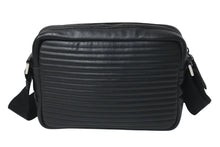 画像をギャラリービューアに読み込む, PRADA プラダ レザー ショルダーバッグ ブラック ブルー ロゴ 鞄 斜め掛け シルバー金具 美品 中古 4c070921