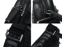 画像をギャラリービューアに読み込む, PRADA プラダ レザー ショルダーバッグ ブラック ブルー ロゴ 鞄 斜め掛け シルバー金具 美品 中古 4c070921