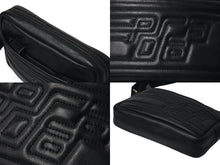 画像をギャラリービューアに読み込む, PRADA プラダ レザー ショルダーバッグ ブラック ブルー ロゴ 鞄 斜め掛け シルバー金具 美品 中古 4c070921