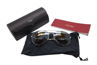 CARTIER カルティエ サングラス アイウェア ブラック サイズ61□16 B19A73L シルバー金具 世界地図 美品 中古 4c071034