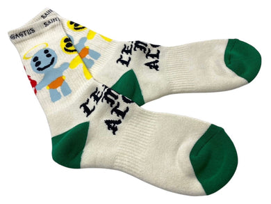 新品未使用 SAINT MICHAEL セントマイケル 靴下 ソックス ロゴ刺繍 マルチカラー コットン サイズM SM-YS1-0000-C12 中古 4c071148