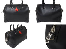画像をギャラリービューアに読み込む, GIVENCHY ジバンシー ルクレツィア レザーボウリングバッグ ハンドバッグ スターモチーフ ブラック レザー 美品 中古 4c071206