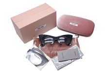 画像をギャラリービューアに読み込む, MIUMIU ミュウミュウ キャットアイ サングラス メガネ SMU01Q プラスチック ラインストーン ブラック 50□22 美品 中古 4c071447