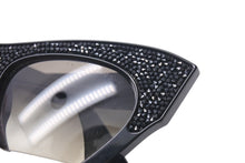 画像をギャラリービューアに読み込む, MIUMIU ミュウミュウ キャットアイ サングラス メガネ SMU01Q プラスチック ラインストーン ブラック 50□22 美品 中古 4c071447