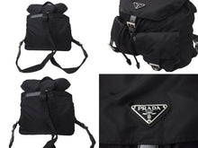 画像をギャラリービューアに読み込む, PRADA プラダ リュック デイパック トライアングルロゴ B2811 ナイロン シルバー金具 カーキ 美品 中古 4c071599