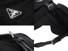 画像をギャラリービューアに読み込む, PRADA プラダ リュック デイパック トライアングルロゴ B2811 ナイロン シルバー金具 カーキ 美品 中古 4c071599