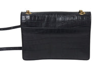 画像をギャラリービューアに読み込む, Yves Saint Laurent イヴ サンローラン ショルダーバッグ クロコ型 515822 レザー メタル ブラック ゴールド金具 美品 中古 4c071654