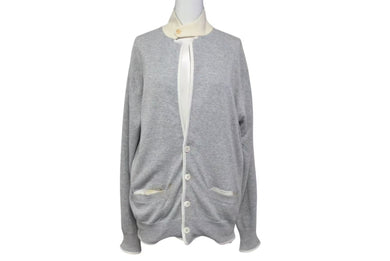 SACAI サカイ 14-00617M CARDIGAN カーディガン Vネック サイズ 1 ライトグレー コットン 100% 良品 中古 4c071715