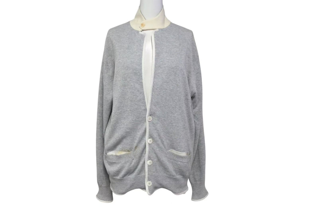 SACAI サカイ 14-00617M CARDIGAN カーディガン Vネック サイズ 1 ライトグレー コットン 100% 良品 中古 4c071715