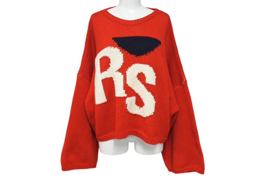 RAF SIMONS ラフシモンズ Virgin Wool Oversized RS Sweater オーバーサイズ セーター レッド XS 美品 中古 4c071743