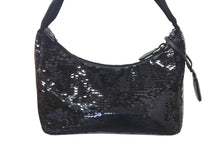 画像をギャラリービューアに読み込む, 極美品 PRADA プラダ ホーボー ハンドバッグ 1NE515 スパンコール ロゴ ブラック ホワイト シルバー金具 中古 4c071784