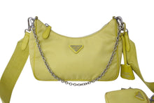 画像をギャラリービューアに読み込む, PRADA プラダ Re-Edition 2005 ホーボー ショルダーバッグ ナイロン サフィアーノレザー 1BH204 イエロー 良品 中古 4c072000