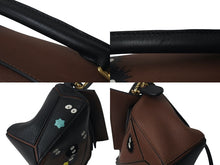 画像をギャラリービューアに読み込む, 極美品 LOEWE ロエベ × スタジオジブリ ススワタリ ミニ パズル 2WAY ハンドバッグ 千と千尋の神隠し マックロクロスケ ブラウン カーフスキン 中古 4c072411