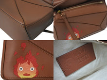 画像をギャラリービューアに読み込む, 極美品 LOEWE ロエベ × スタジオジブリ カルシファー ミニ パズル 2WAY ハンドバッグ ハウルの動く城 A510U95X63 ブラウン カーフスキン ショルダーバッグ 中古 4c072412