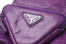 画像をギャラリービューアに読み込む, PRADA プラダ グローブ 手袋 2GG137 サイズ8 1/2 トライアングルロゴ ナッパレザー パープル 21AW 美品 中古 4c072424