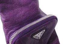 画像をギャラリービューアに読み込む, PRADA プラダ グローブ 手袋 2GG137 サイズ8 1/2 トライアングルロゴ ナッパレザー パープル 21AW 美品 中古 4c072424