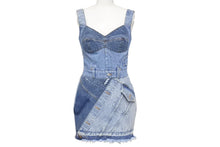 画像をギャラリービューアに読み込む, 極美品 DOLCE＆GABBANA ドルチェアンドガッバーナ チューブドレス パッチワークデニム DV F6AYTD ブルー サイズ38 中古 4c072568