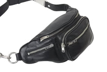 画像をギャラリービューアに読み込む, Alexander Wang アレキサンダーワン ベルトショルダーバッグ シルバー ボディバック ラムレザー ブラック 美品 中古 4c072586