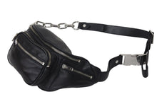 画像をギャラリービューアに読み込む, Alexander Wang アレキサンダーワン ベルトショルダーバッグ シルバー ボディバック ラムレザー ブラック 美品 中古 4c072586