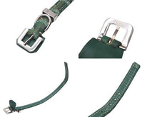 画像をギャラリービューアに読み込む, GOYARD ゴヤール 首輪 リード ペット用 ヘリンボーン グリーン PVC レザー シルバー金具 美品 中古 4c072587