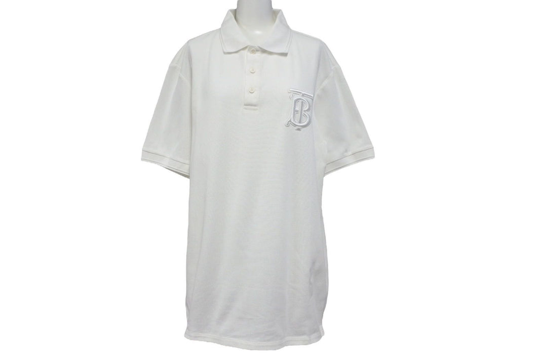Burberry バーバリー 半袖 ポロシャツ ショートスリーブ TBモノグラムワッペン 8017723 コットン ホワイト 美品 中古 4c072609