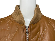 画像をギャラリービューアに読み込む, A Bathing ape ア ベイシング エイプ レザージャケット ブルゾン CHINA製 カウレザー ポリエステル ブラウン シルバー 美品 中古 4c072621